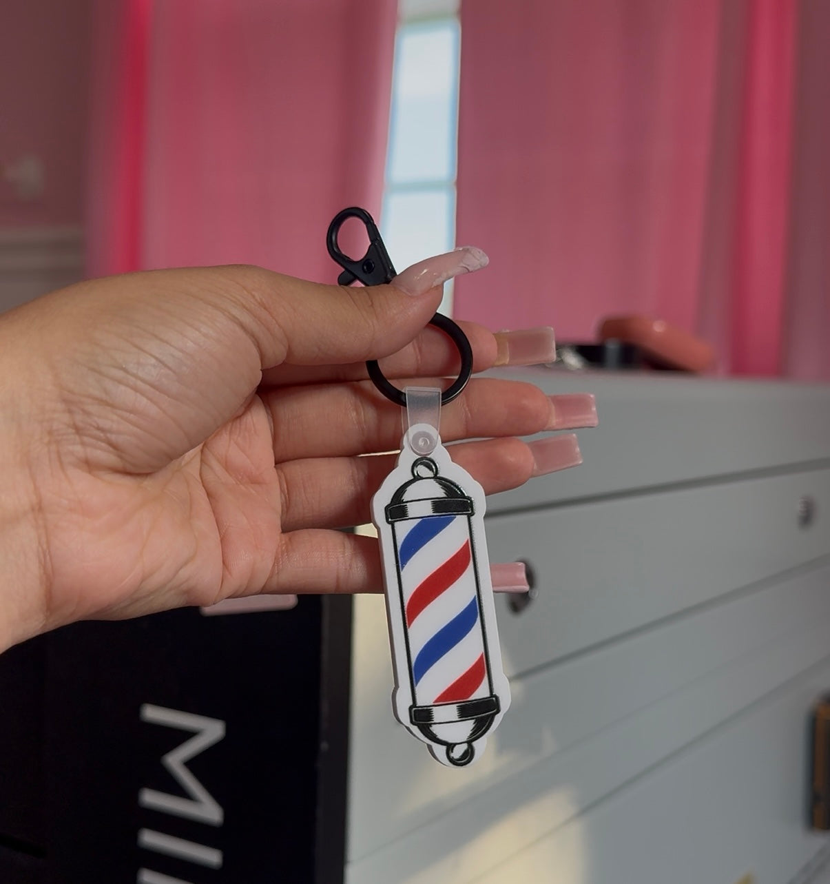 Smart tap uv printer barber pole keychain